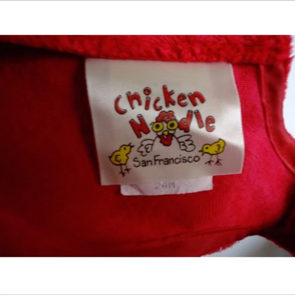 Chicken Noodle Romper Holiday Snowflake Red USA - Picture 4 of 4